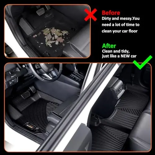 Binmotor-All Weather Custom Floor Mats for Acura MDX 2014-2020(only for 7 Seat, No Hybrid Models), 1st & 2nd & 3rd Row Full Set Car Mats TPE, Heavy Duty Car Floor Liners for MDX Accessories - 3