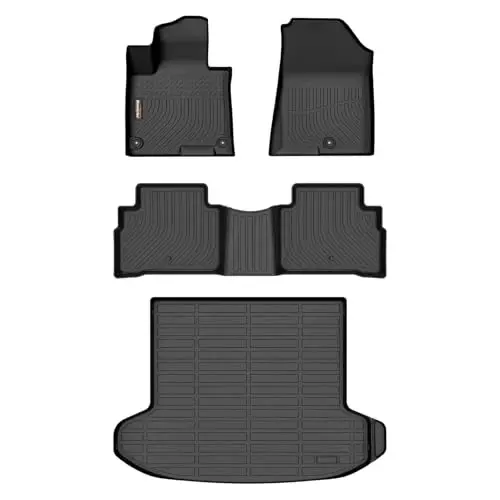 Binmotor-All Weather Car Floor Mats and Cargo Liner Set for Kia Sportage Hybrid 2025 2024 2023(Not Fit Plug-in Hybrid), Waterproof TPE Car Mats for Sportage Hybrid Accessories-Black 