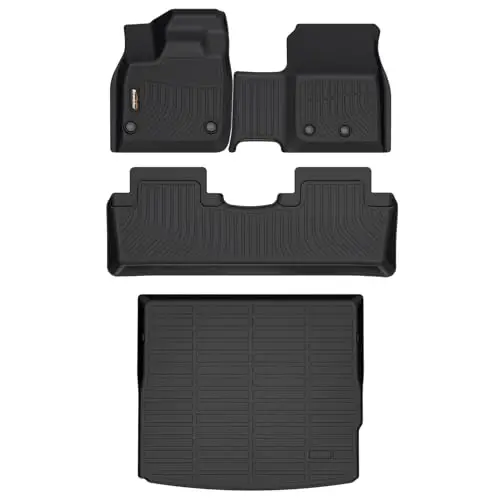 Binmotor-All Weather Car Floor Mats and Cargo Liner Set for Nissan Ariya 2023-2025, 2 Rows with Cargo Mat Set, TPE Liners for Ariya Accessories Mats Trunk Liner Mat-Black - 1
