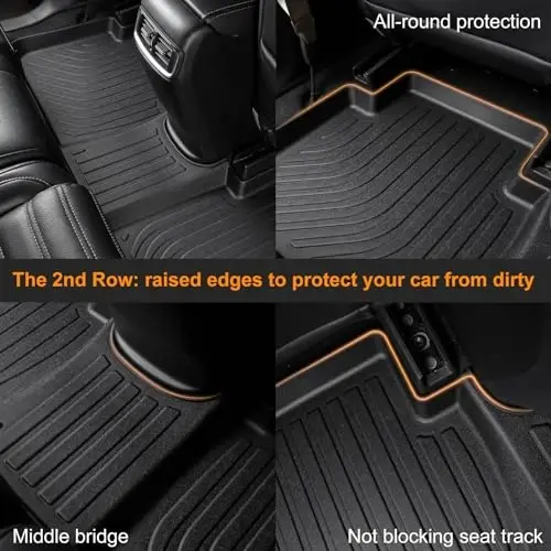 Binmotor-All Weather Car Floor Mats and Cargo Liner Set for Nissan Leaf 2018-2025, 2 Rows with Cargo Mat Set, TPE Liners for Nissan Leaf Accessories Mats Trunk Liner Mat-Black - 5