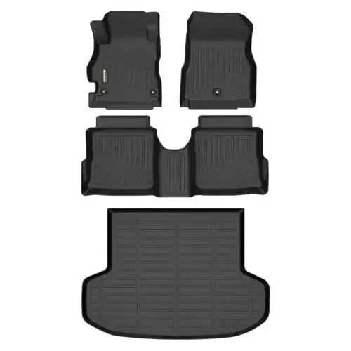 Binmotor-All Weather Car Floor Mats and Cargo Liner Set for Nissan Versa 2020-2025, 2 Rows with Cargo Mat Set, TPE Liners for Versa Accessories Mats Trunk Liner Mat-Black - BINMOTOR