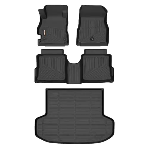 Binmotor-All Weather Car Floor Mats and Cargo Liner Set for Nissan Versa 2020-2025, 2 Rows with Cargo Mat Set, TPE Liners for Versa Accessories Mats Trunk Liner Mat-Black - 1