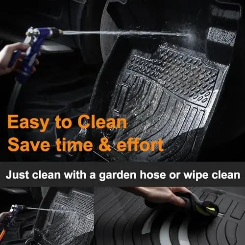 Binmotor-All Weather Car Floor Mats Cargo Liner Set for Audi Q7/SQ7 2020-2025 2026(Not for 5 Seats), 2 Rows with Cargo Mat TPE Liners for Audi Q7 Accessories Trunk Mat-Black - 6