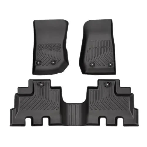 Binmotor-All Weather Car Floor Mats for Jeep Wrangler JK Unlimited 2014-2017, 4 Door, (Not Fit for JL or 4XE), TPE Liners for Jeep Wrangler JK Accessories Car Mat-Black - BINMOTOR