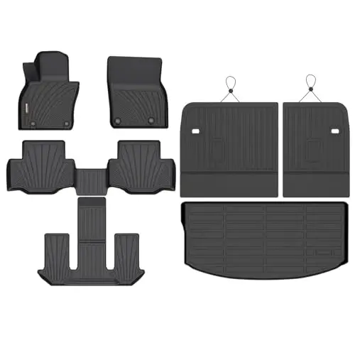 Binmotor-All Weather Floor Mats and Cargo Liner Set for 2024-2026 Mazda CX-90 & CX-90 PHEV（6 & 7 Seater with 2nd Row Bench Seat or Bucket Seat） Seatback Cargo Fit for 6 Seater, for CX90 Accessories 