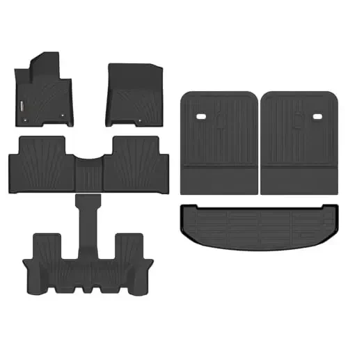 Binmotor-All Weather Floor Mats Cargo Liner Custom Set for Kia Sorento 2021-2025 2026 Hybrid (PHEV & HEV) / Sorento Plug-in Hybrid 6/7 Passenger, Heavy Duty TPE Car Floor Liners Accessories 