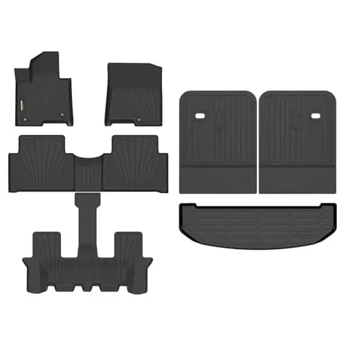 Binmotor-All Weather Floor Mats Cargo Liner Custom Set for Kia Sorento 2021-2025 2026 Hybrid (PHEV & HEV) / Sorento Plug-in Hybrid 6/7 Passenger, Heavy Duty TPE Car Floor Liners Accessories - 1
