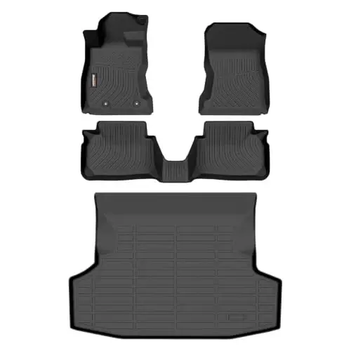 Binmotor-All Weather Floor Mats & Cargo Liner for 2022-2026 Subaru WRX | Base/Premium/Limited/GT/tS, TPE Car Mats Cargo Trunk Mat Floor Liners Waterproof Custom Fit for Subaru WRX Accessories - 1