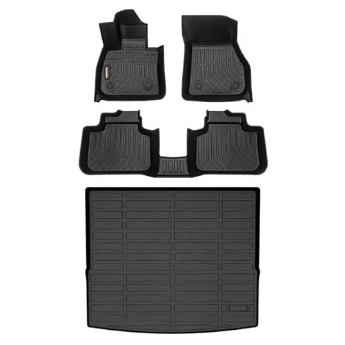 Binmotor-All Weather Floor Mats Cargo Liner Set for BMW X1 2016-2022, 1st & 2nd Row Full Set, TPE Mats Heavy Duty Car Floor Liners-Black for X1 Accessories 