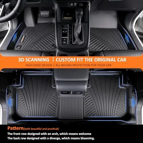 Binmotor-All Weather Floor Mats Cargo Liner Set for BMW X1 2023-2026, 1st & 2nd Row Full Set, TPE Mats Heavy Duty Car Floor Liners-Black for X1 Accessories - 2