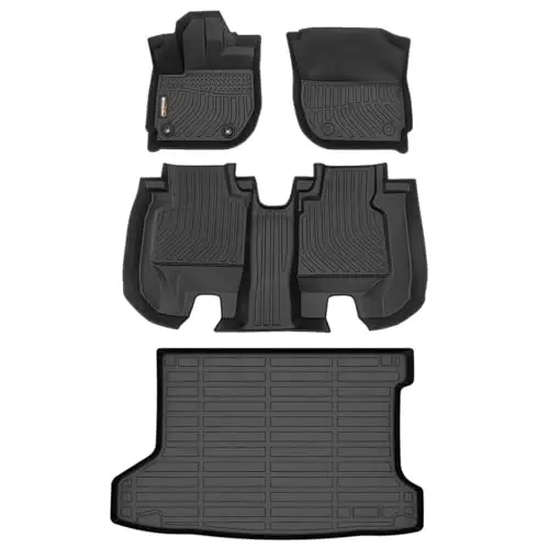 Binmotor-All Weather Floor Mats Cargo Liner Set for Honda HRV (FWD Model) 2016-2022 HR-V Car Floor Liners TPE Waterproof Full Set, Heavy Duty Car Floor Liners-Black for HRV Accessories - 1