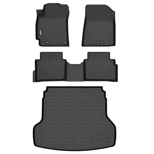 Binmotor-All Weather Floor Mats Cargo Liner Set for Kia Forte 2024 2023 2022-2019, GT丨GT-line丨LX丨 LXS Cargo Trunk Mat, Waterproof Car Mats for Kia Forte Accessories - BINMOTOR