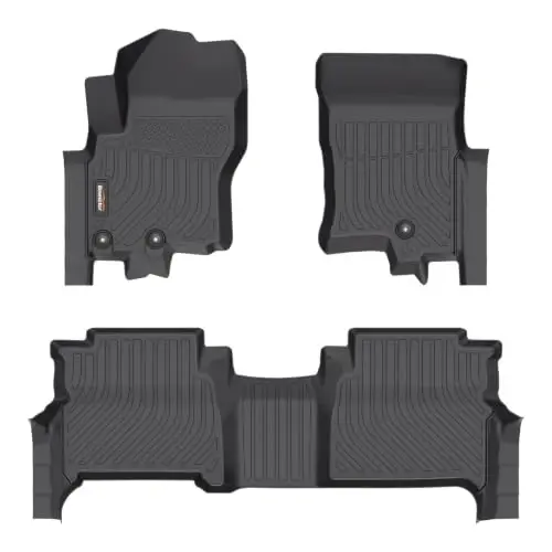 Binmotor-All Weather Floor Mats for 2008-2021 Nissan Frontier Crew Cab only | Pro‑4X丨S丨SV丨SL丨Desert Runner丨Midnight Edition, TPE Car Floor Mats for Nissan Frontier Accessories - 1