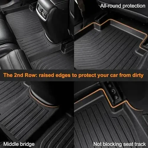 Binmotor-All Weather Floor Mats for Kia Sorento 2020 2019 2018 2017 2016, 1st & 2nd & 3rd Row Full Set, Heavy Duty Car Floor Liners-Black for Sorento Accessories - 6