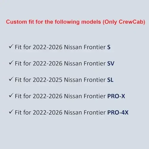 Binmotor-All Weather Floor Mats for Nissan Frontier Crew Cab 2026 2025 2024 2023 2022, Frontier Car Floor Mat, Waterproof Mats for Nissan Frontier Crewcab PRO-4X,PRO-X,S,SV,SL - BINMOTOR