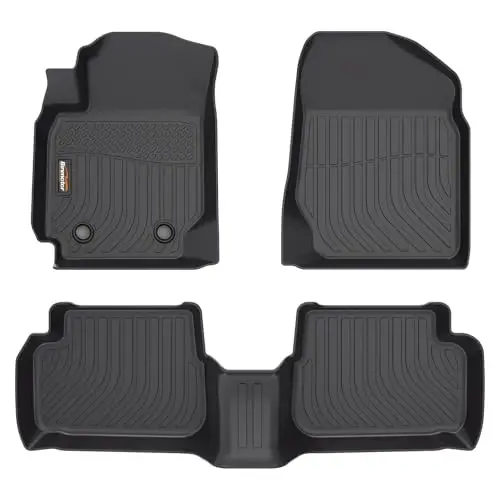 Binmotor-All Weather Floor Mats for Toyota Corolla 2003-2008 (Without Heating Vents Below The Front Row Seats), Include 1st+2nd Row, TPE Rubber Liners Custom Fit for Toyota Corolla Accessories 