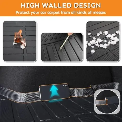 Binmotor-Floor Mats for Chevrolet/Chevy Cruze 2016-2019, Includes 1st+2nd Row, TPE Mat Custom All Weather Car Mats for Chevy Cruze Accessories - 6