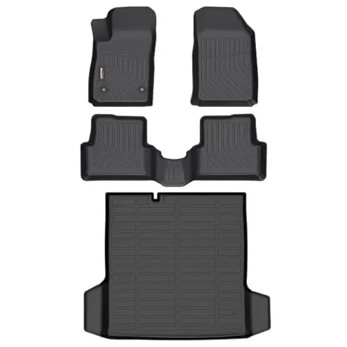 Binmotor-All Weather Car Floor Mats and Cargo Liner Set for Chevy/Chevrolet Sonic 2012-2020(Not Fit Hatchback), 2 Rows with Cargo Mat TPE Liners for Chevy Sonic Accessories Mats Trunk Mat-Black 