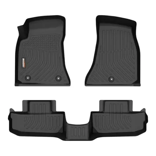 Binmotor-All Weather Car Floor Mats for Dodge Challenger 2015-2023 (RWD Version), 1st & 2nd Row, TPE Liners for Dodge Challenger Accessories Floor Liners 