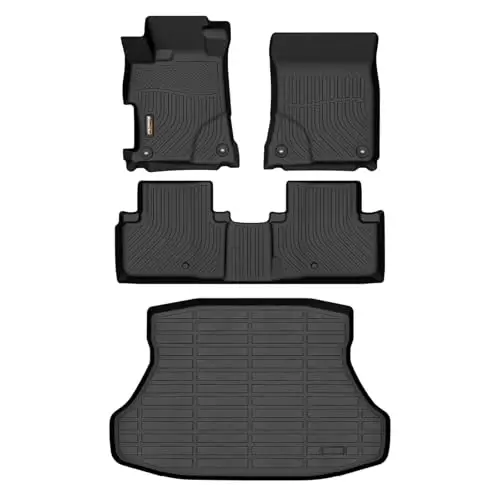 Binmotor-Floor Mats and Cargo Liner Set for Acura ILX 2013-2022, 2 Rows with Cargo Mat Set, TPE Liners for Acura ILX Accessories Mats Trunk Mat-Black 