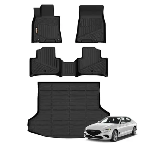 Binmotor-Floor Mats & Cargo Liner Custom for Genesis GV70 2022-2026 (Not Electrified GV70), 1st & 2nd Row & Cargo Mat Full Set, Heavy Duty Car Floor Liners for Genesis GV70 Accessories 