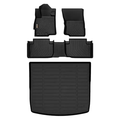 Binmotor-Floor Mats & Cargo Liner for 2022-2024 Mitsubishi Eclipse Cross, TPE All Weather Car Floor Mat Liners for Eclipse Cross Accessories Cargo Trunk Mat-Black 