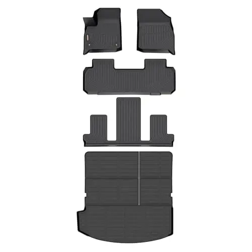Binmotor-Floor Mats & Cargo Liner Set for Buick Enclave 2018-2024, All Weather Car Floor Mat, TPE Liners Cargo Trunk Mat for Accessories - 3