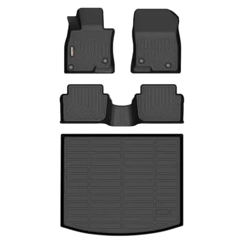 Binmotor-Floor Mats & Cargo Liner for Mazda 3 Hatchback 2014-2018 (Not for Sedan), Front & 2nd Row with Cargo Mat, Heavy Duty Car Floor Mat Floor Liners All Weather Car Mats for Mazda 3 Accessories 