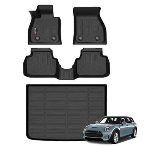 Binmotor-Floor Mats Cargo Liner Full Set for Mini Clubman 2016-2024, All Weather Car Floor Mat TPE Rubber Liners for Clubman Accessories Mats Trunk Mat-Black - BINMOTOR