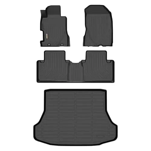Binmotor-Floor Mats & Cargo Liner Set for 2006-2011 Honda Civic Sedan DX、LX、EX、EX-L、Si (Not for Coupe & Hybrid), Includes 1st+2nd+Trunk Mat, All Weather Car Mats for Honda Civic Accessories 