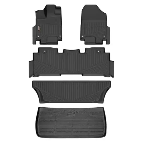 Binmotor-Floor Mats & Cargo Liner Set for 2018-2026 Honda Odyssey All Trims, All Weather Mats Cargo Trunk Mat Waterproof Car Mats for Honda Odyssey Accessories Custom Fit 