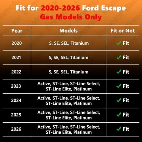 Binmotor-Floor Mats & Cargo Liner Set for 2020-2026 Ford Escape (Only Gasoline), TPE All Weather Car Floor Mat for Ford Escape Accessories, Floor Liners Escape Trunk Mat - 2