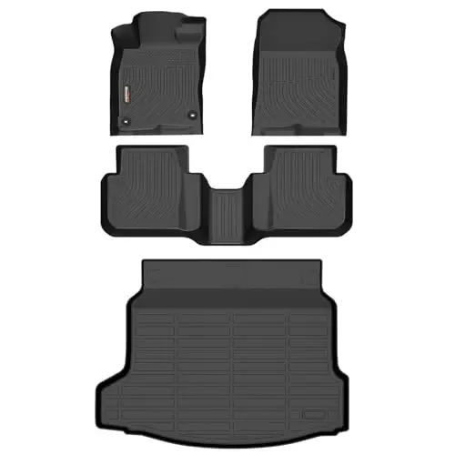 Binmotor-Floor Mats & Cargo Liner Set for 2025 2026 Honda Civic Hybrid Hatchback (Sport Hybrid & Sport Touring Hybrid), All Weather Car Floor Mat for Honda Civic Hybrid Hatchback Accessories Mats 