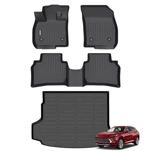 Binmotor-Floor Mats & Cargo Liner Set for Buick Envision 2021-2026, 2 Rows with Cargo Mat TPE Liners for Buick Envision Accessories Mats Trunk Mat-Black - BINMOTOR