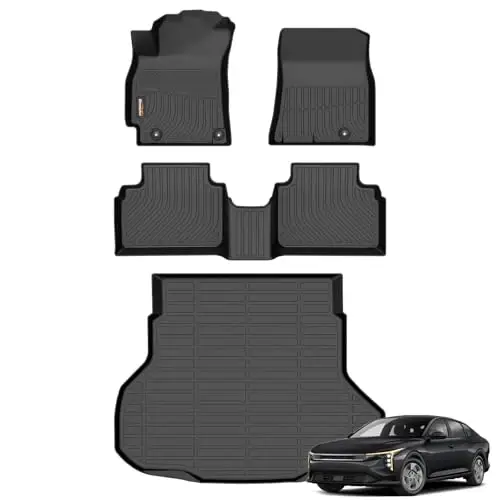 Binmotor-Floor Mats & Cargo Liner Set for Kia K4 2025 (Only Sedan), All Weather Car Mats Cargo Trunk Mat for Kia K4 2025 Accessories - BINMOTOR