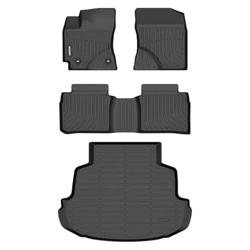 Binmotor-Floor Mats & Cargo Liner Set for Toyota Corolla 2014-2019(Only Sedan), Corolla Cargo Mat Trunk Mat, TPE All Weather Car Floor Mat for Toyota Corolla Trunk Liner Floor Liners Accrssories Mats 