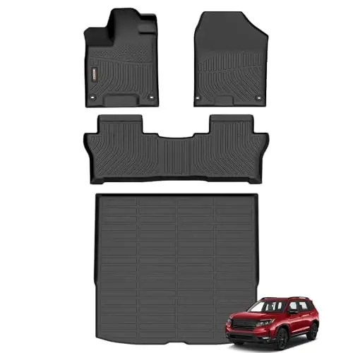 Binmotor-Floor Mats & Cargo Mat for Honda Passport 2019-2025, All Weather Car Mats Cargo Trunk Mat for Honda Passport Accessories-Black 