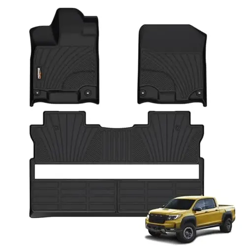 Binmotor-Floor Mats for 2017-2026 Honda Ridgeline Crew Cab, Front & 2nd Row, All Weather Car Floor Mats Ridgeline Car Mats Floor Liners for Honda Ridgeline Accessories 