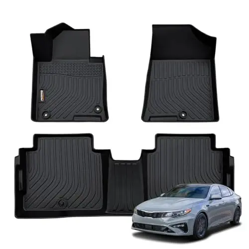 Binmotor Floor Mats for Kia Optima 2016-2020 & for Hyundai Sonata 2015-2019, All Weather Car Mats for Kia Optima Accessories Rubber Liners 