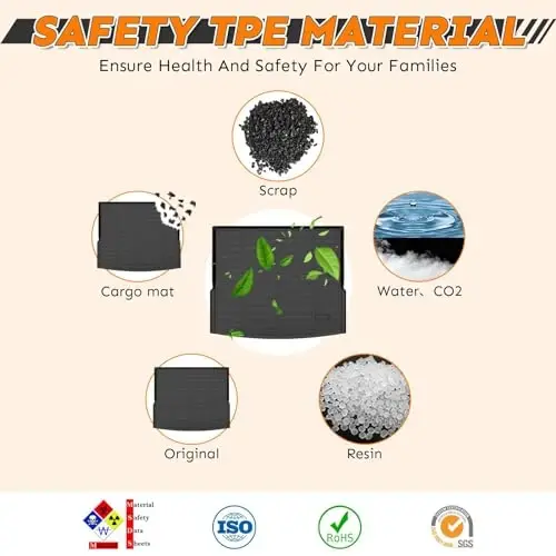 Binmotor-Floor Mats for Nissan Armada/Infiniti QX80 2025, Bucket Seat (7 Seats) 丨 TPE All Weather Car Mats Rubber Liners for Nissan Armada Accessories Cargo Trunk Mat - 6