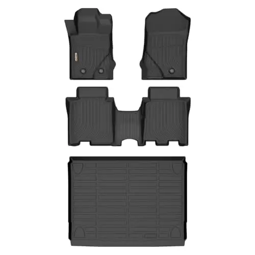Binmotor-Floor Mats & Cargo Liner for Ford Bronco 4 Door 2021-2026, All Weather Car Mats, 1st & 2nd & Rear Cargo Mat Custom Fit for Ford Bronco 4 Door Accessories - 1