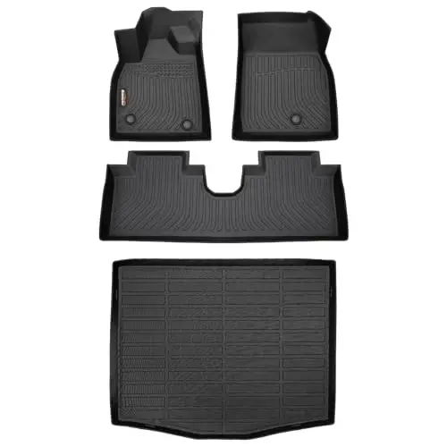 Binmotor-Floor Mats & Cargo Liner Set for Ford Mustang Mach E 2021-2026, All Weather Car Floor Mat for Ford Mustang Mach E TPE Car Liners Trunk Liner Accessories 