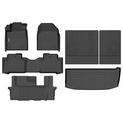 Binmotor-Floor Mats with Cargo Liner Set for Honda Pilot 2009-2015, All Weather Car Floor Mats Cargo Trunk Mat for Honda Pilot Accessories Liners 