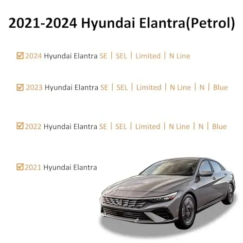 Binmotor- Floor Mats for Hyundai Elantra 2021-2026, Front & 2nd Row,TPE All Weather Car Accessories Mats Elantra, Custom Fit Floor Liners Waterproof, Nonslip - 2