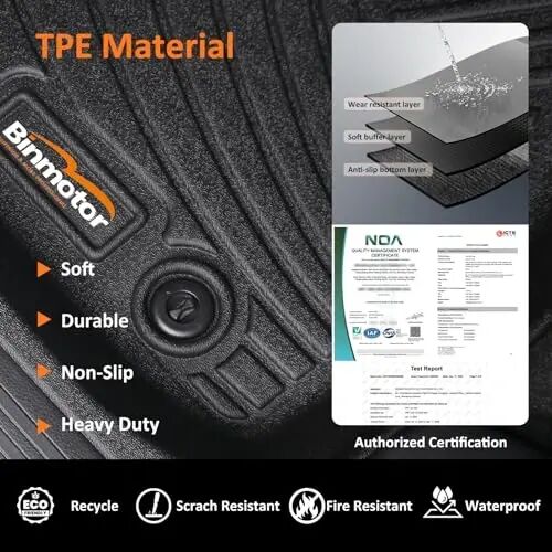 Binmotor-Floor Mats with Cargo Liner for Hyundai kona 2018-2023 & Kona N 2022 2023 (No Electric Model) SE, SEL, N Line, N, Limited Automotive Floor Liners Full Set-Black - BINMOTOR