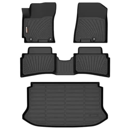 Binmotor-Floor Mats & Upper Cargo Liner for Hyundai Venue 2026 2025 2024 2023 2022 2021 2020, All Weather Car Floor Mat for Hyundai Venue SE/SEL/Limited Accessories (Cargo Mat for Top Position) 