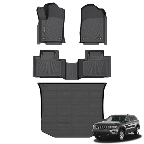 Binmotor-Floor Mats & Cargo Liner for Jeep Grand Cherokee 2016-2021 (Non L) & 2022 Grand Cherokee WK All Weather Car Mat Grand Cherokee Accessories Cargo Mat Floor Liners Trunk Liner 
