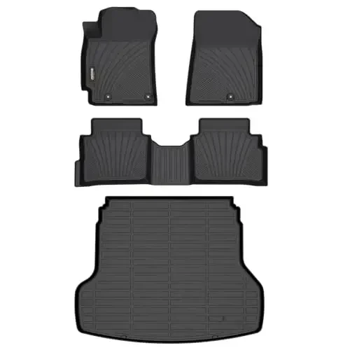 Binmotor-All Weather Floor Mats Cargo Liner Set for Kia Forte 2024 2023 2022-2019, GT丨GT-line丨LX丨 LXS Cargo Trunk Mat, Waterproof Car Mats for Kia Forte Accessories - 1