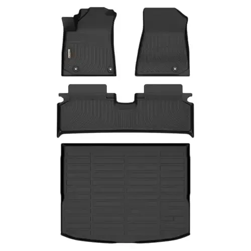 Binmotor-Floor Mats & Cargo Liner for Kia NIRO EV (Electric Vehicle) 2023-2025, All Weather Car Mats TPE Liners for Kia NIRO EV Accessories Mats Trunk Mat-Black - 1