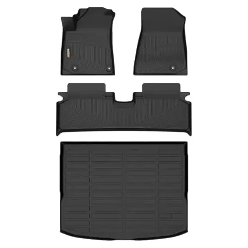 Binmotor-Floor Mats & Cargo Liner for Kia NIRO EV (Electric Vehicle) 2023-2025, All Weather Car Mats TPE Liners for Kia NIRO EV Accessories Mats Trunk Mat-Black 